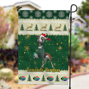 Custom South Africa Rugby Christmas Garden Flag Geseende Kersfees Springboks African Pattern