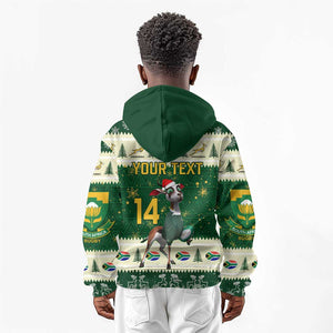 Custom South Africa Rugby Christmas Kid Hoodie Geseende Kersfees Springboks African Pattern