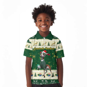 Custom South Africa Rugby Christmas Kid Polo Shirt Geseende Kersfees Springboks African Pattern