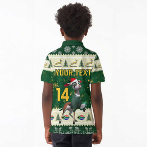 Custom South Africa Rugby Christmas Kid Polo Shirt Geseende Kersfees Springboks African Pattern