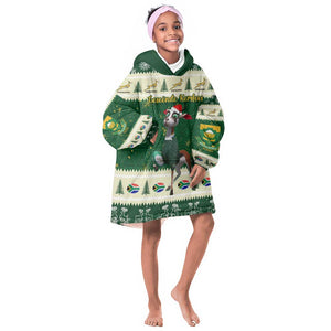 Custom South Africa Rugby Christmas KId Wearable Blanket Hoodie Geseende Kersfees Springboks African Pattern