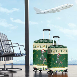 Custom South Africa Rugby Christmas Luggage Cover Geseende Kersfees Springboks African Pattern