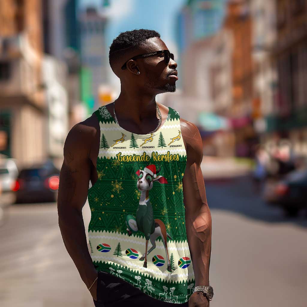 Custom South Africa Rugby Christmas Men Tank Top Geseende Kersfees Springboks African Pattern