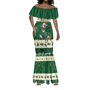 Custom South Africa Rugby Christmas Mermaid Dress Geseende Kersfees Springboks African Pattern