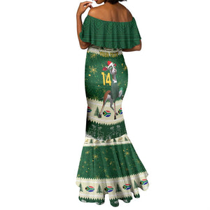 Custom South Africa Rugby Christmas Mermaid Dress Geseende Kersfees Springboks African Pattern