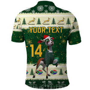 Custom South Africa Rugby Christmas Polo Shirt Geseende Kersfees Springboks African Pattern