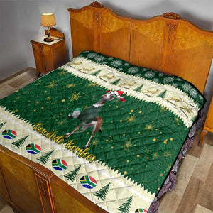 Custom South Africa Rugby Christmas Quilt Geseende Kersfees Springboks African Pattern