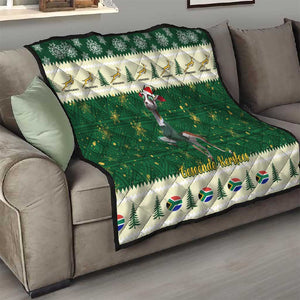 Custom South Africa Rugby Christmas Quilt Geseende Kersfees Springboks African Pattern