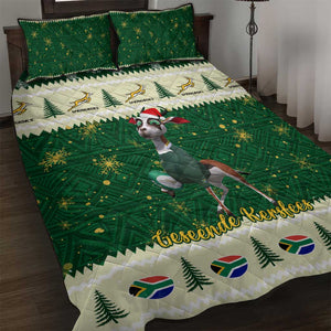 Custom South Africa Rugby Christmas Quilt Bed Set Geseende Kersfees Springboks African Pattern