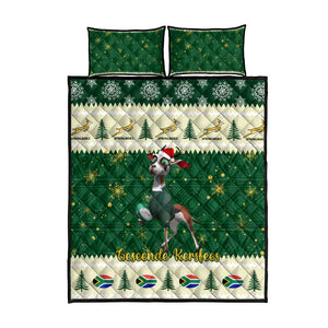 Custom South Africa Rugby Christmas Quilt Bed Set Geseende Kersfees Springboks African Pattern