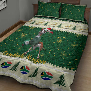 Custom South Africa Rugby Christmas Quilt Bed Set Geseende Kersfees Springboks African Pattern