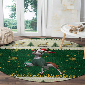 Custom South Africa Rugby Christmas Round Carpet Geseende Kersfees Springboks African Pattern