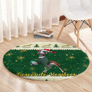 Custom South Africa Rugby Christmas Round Carpet Geseende Kersfees Springboks African Pattern