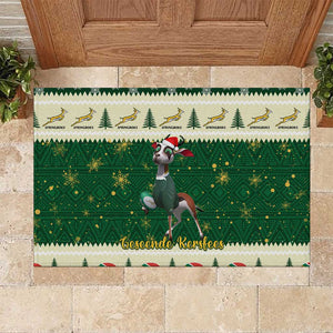 Custom South Africa Rugby Christmas Rubber Doormat Geseende Kersfees Springboks African Pattern