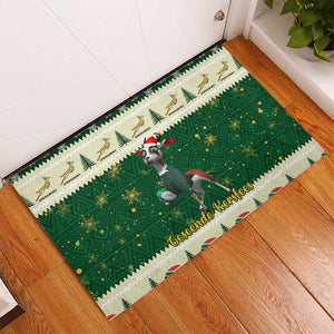 Custom South Africa Rugby Christmas Rubber Doormat Geseende Kersfees Springboks African Pattern