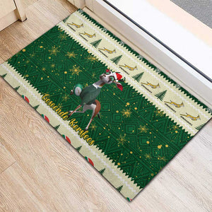 Custom South Africa Rugby Christmas Rubber Doormat Geseende Kersfees Springboks African Pattern