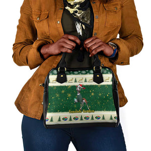 Custom South Africa Rugby Christmas Shoulder Handbag Geseende Kersfees Springboks African Pattern