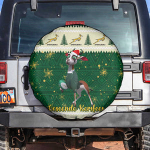 Custom South Africa Rugby Christmas Spare Tire Cover Geseende Kersfees Springboks African Pattern