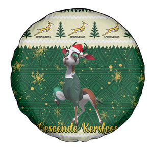 Custom South Africa Rugby Christmas Spare Tire Cover Geseende Kersfees Springboks African Pattern