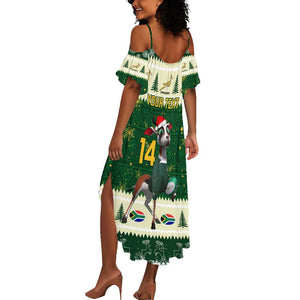 Custom South Africa Rugby Christmas Summer Maxi Dress Geseende Kersfees Springboks African Pattern