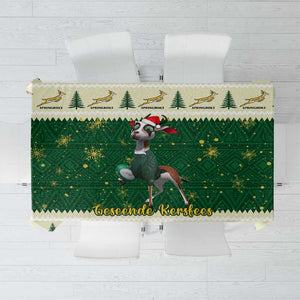 Custom South Africa Rugby Christmas Tablecloth Geseende Kersfees Springboks African Pattern