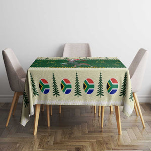 Custom South Africa Rugby Christmas Tablecloth Geseende Kersfees Springboks African Pattern