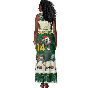 Custom South Africa Rugby Christmas Tank Maxi Dress Geseende Kersfees Springboks African Pattern