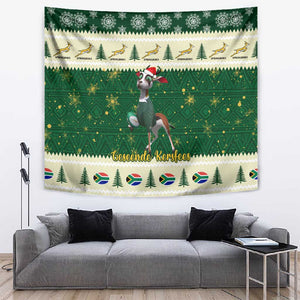 Custom South Africa Rugby Christmas Tapestry Geseende Kersfees Springboks African Pattern