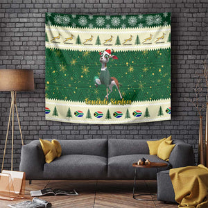 Custom South Africa Rugby Christmas Tapestry Geseende Kersfees Springboks African Pattern