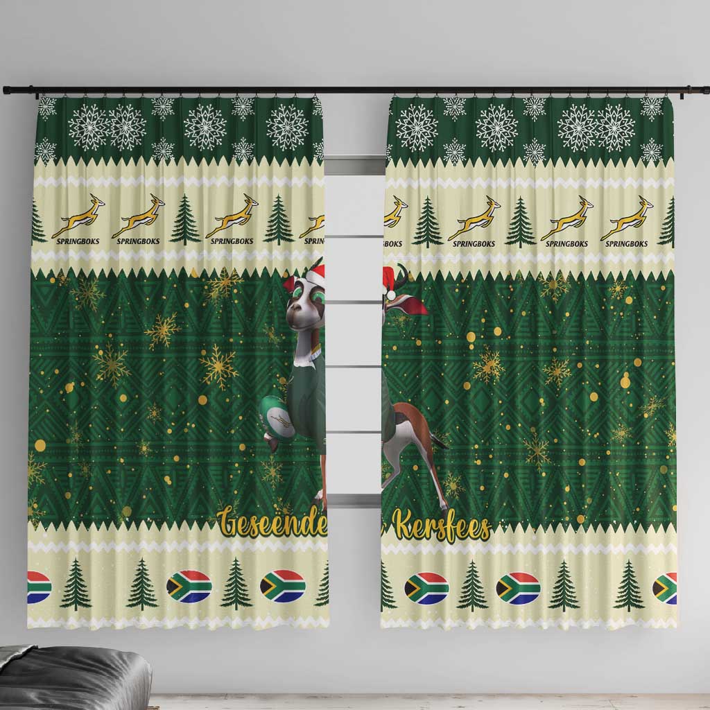 Custom South Africa Rugby Christmas Window Curtain Geseende Kersfees Springboks African Pattern