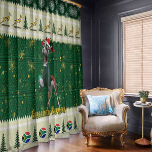 Custom South Africa Rugby Christmas Window Curtain Geseende Kersfees Springboks African Pattern