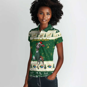 Custom South Africa Rugby Christmas Women Polo Shirt Geseende Kersfees Springboks African Pattern