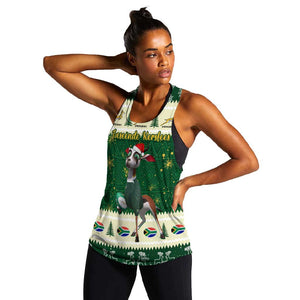 Custom South Africa Rugby Christmas Women Racerback Tank Geseende Kersfees Springboks African Pattern