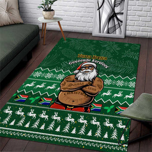 Personalised South Africa Christmas Area Rug Cool Santa Claus With South African Map