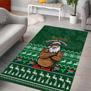 Personalised South Africa Christmas Area Rug Cool Santa Claus With South African Map