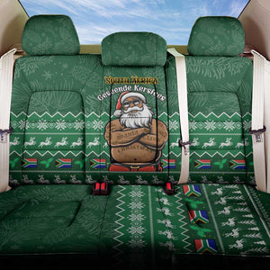 Personalised South Africa Christmas Back Car Seat Cover Cool Santa Claus With South African Map