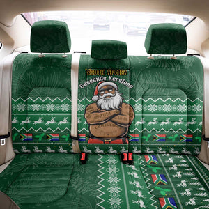 Personalised South Africa Christmas Back Car Seat Cover Cool Santa Claus With South African Map