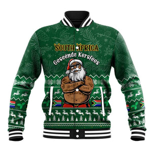 Personalised South Africa Christmas Baseball Jacket Cool Santa Claus With South African Map LT14