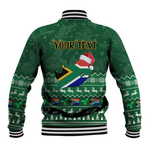 Personalised South Africa Christmas Baseball Jacket Cool Santa Claus With South African Map LT14