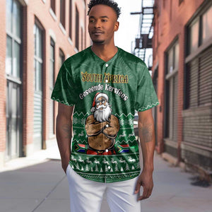 Personalised South Africa Christmas Baseball Jersey Cool Santa Claus With South African Map