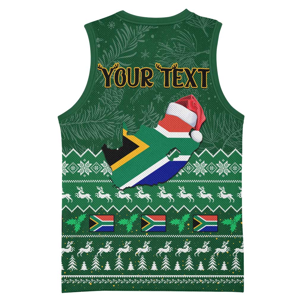 Personalised South Africa Christmas Basketball Jersey Cool Santa Claus With South African Map LT14