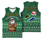 Personalised South Africa Christmas Basketball Jersey Cool Santa Claus With South African Map LT14