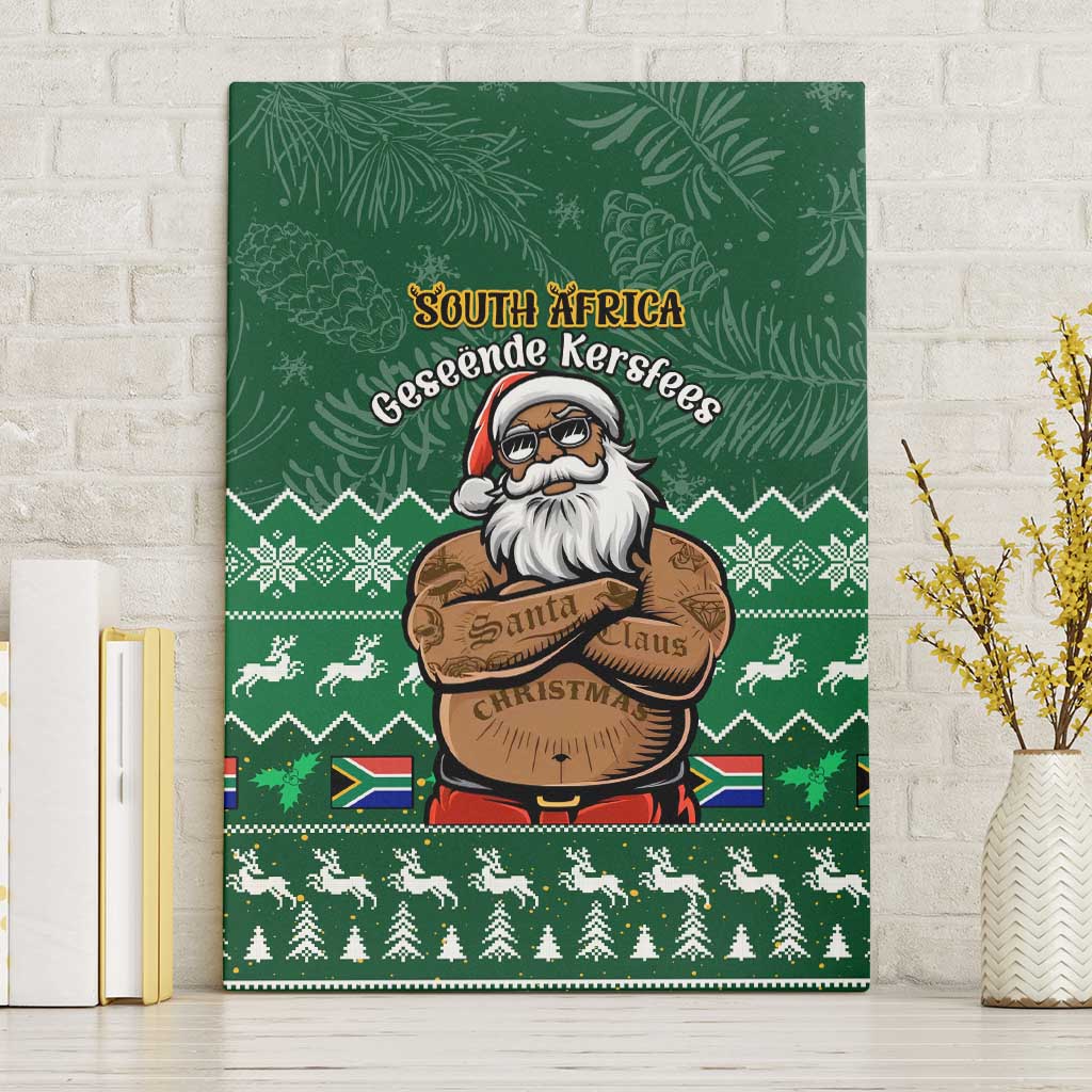 Personalised South Africa Christmas Canvas Wall Art Cool Santa Claus With South African Map