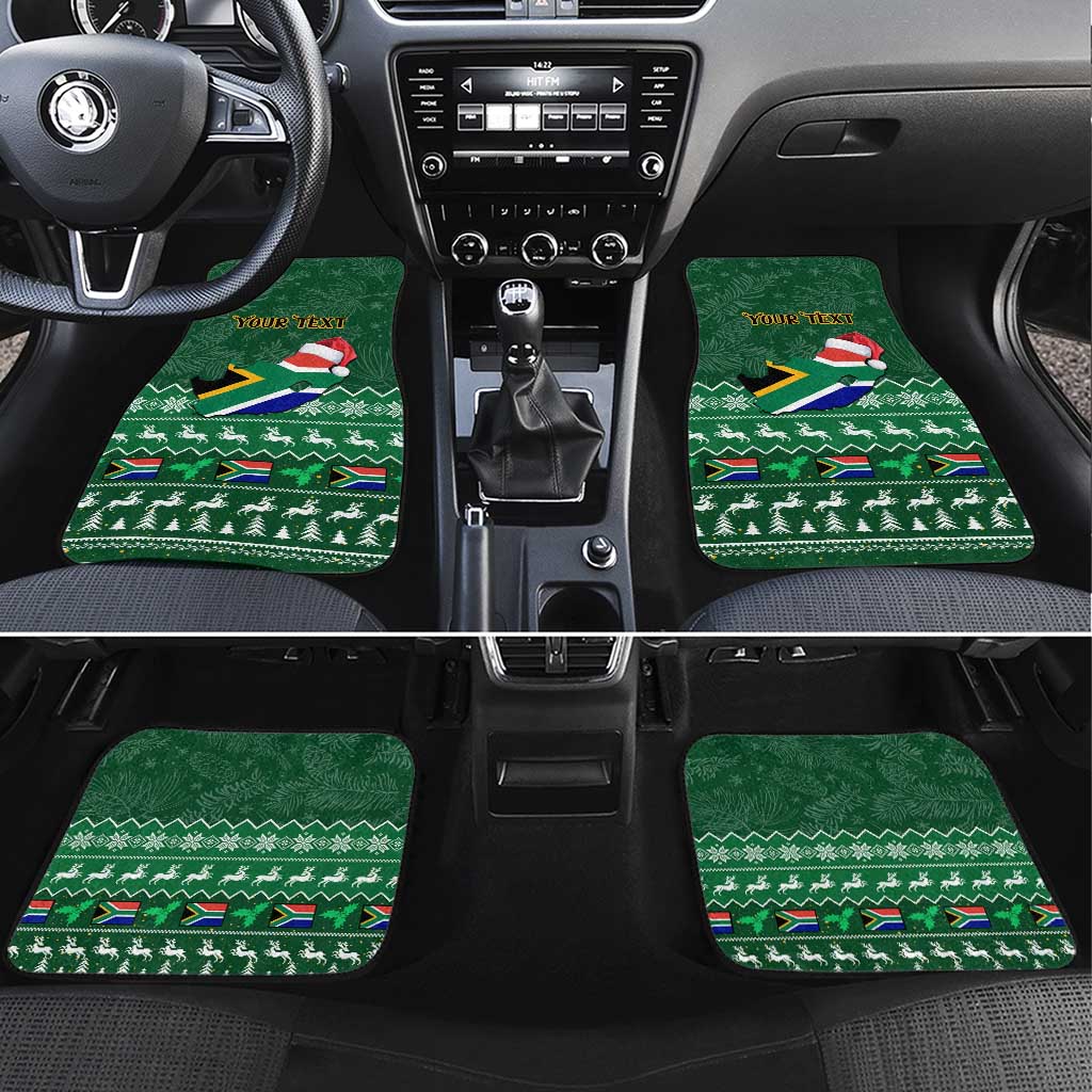 Personalised South Africa Christmas Car Mats Cool Santa Claus With South African Map