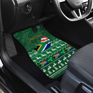 Personalised South Africa Christmas Car Mats Cool Santa Claus With South African Map