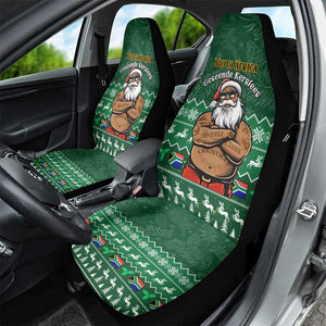 Personalised South Africa Christmas Car Seat Cover Cool Santa Claus With South African Map