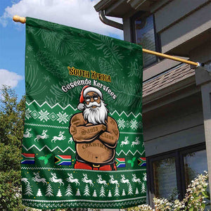 Personalised South Africa Christmas Garden Flag Cool Santa Claus With South African Map