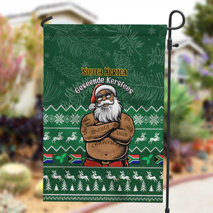 Personalised South Africa Christmas Garden Flag Cool Santa Claus With South African Map