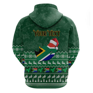 Personalised South Africa Christmas Hoodie Cool Santa Claus With South African Map