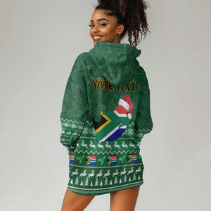 Personalised South Africa Christmas Hoodie Dress Cool Santa Claus With South African Map